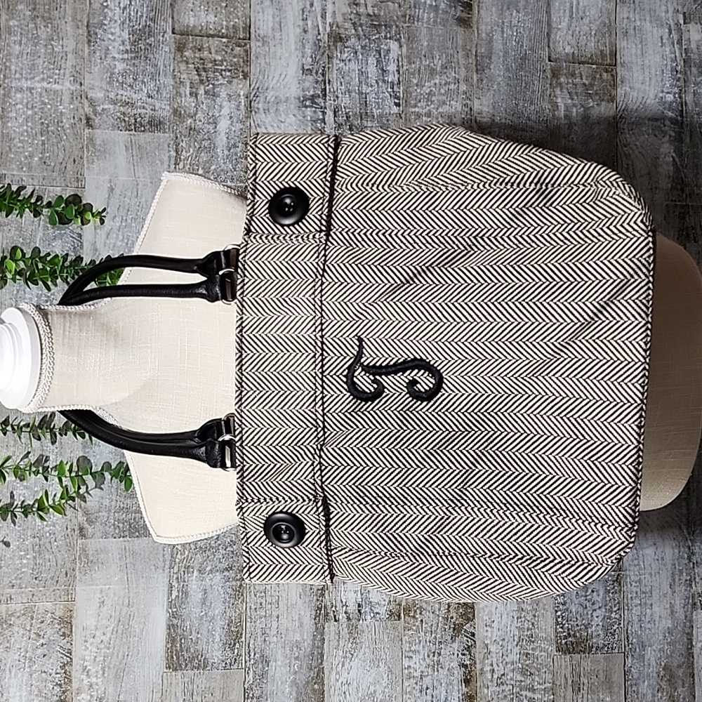 Initials Inc Black & Cream Bag Engraved with T